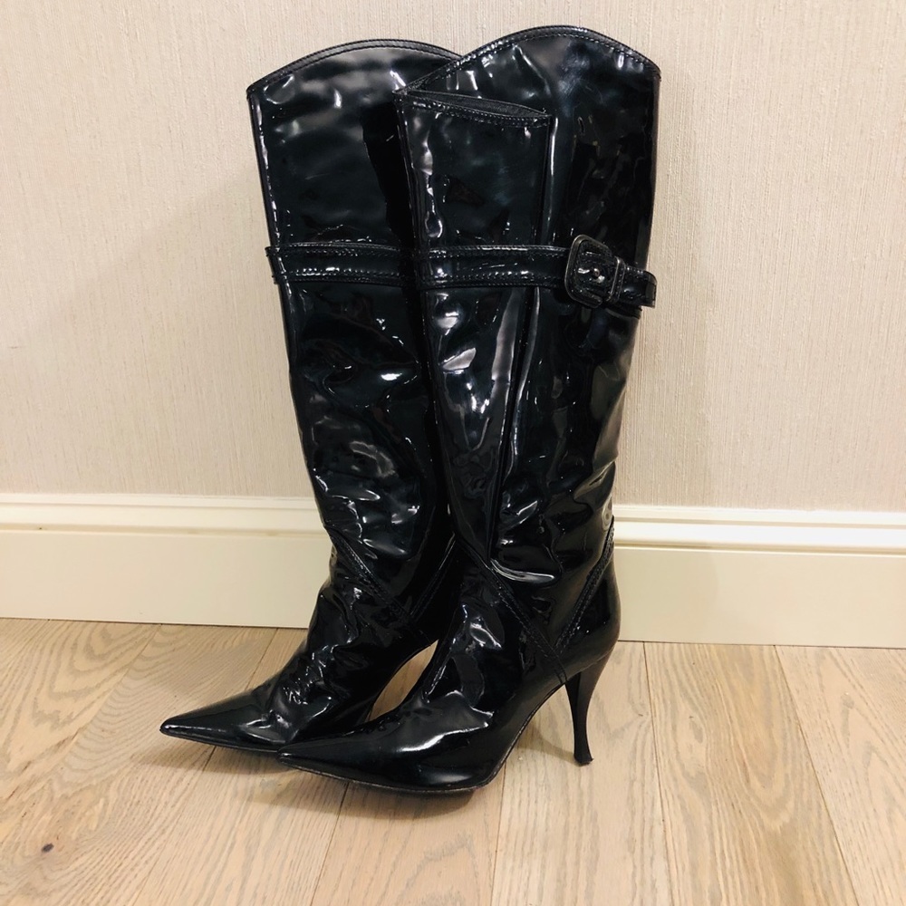 Sergio Rossi black patent leather tall boots, 37,5
